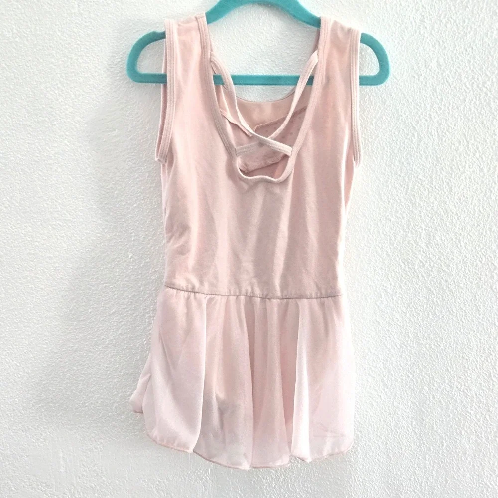 Cat & Jack‎ Girls Pink Rhinestone Mesh Leotard Dance Dress Size M 7/8